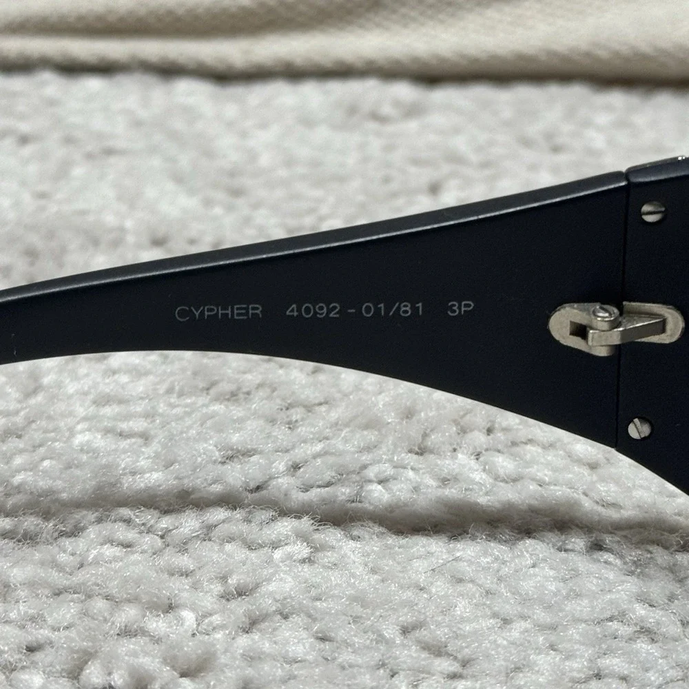 Arnette Cypher 4092 Polarized Wrap Sunglasses Black Made in Italy Y2K‎ w/ Case